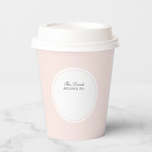 Minimal This Drink Belongs to Custom Name Party Paper Cups (Front)