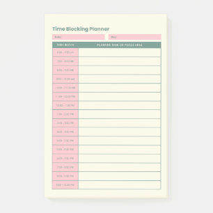 Minimal Time Blocking Planner Pink Layout Post-it Notes
