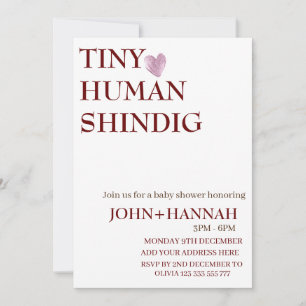 Minimal Tiny Human Shindig Funny Co-ed Baby Shower Invitation