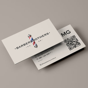 Minimal Travel Barber Pole Sand Red White Blue  Business Card