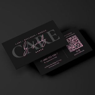Minimal Travel Nurse Senior Caregiver Pink Black Business Card