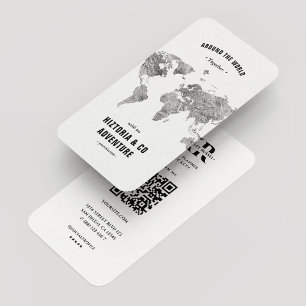 Minimal Travel Planner Silver World Map Business Card
