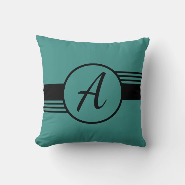 Minimal Trendy Blue Monogram Initial Cushion (Front)