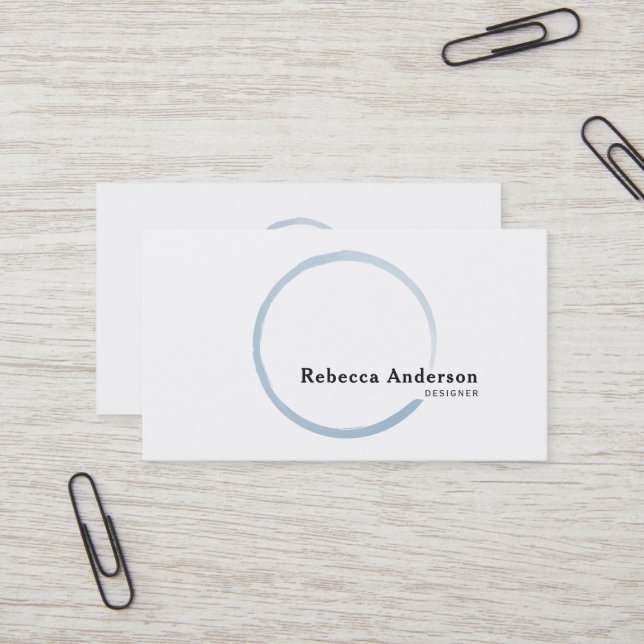 Minimal Trendy Blue Watercolor Circle Business Card (Front/Back In Situ)