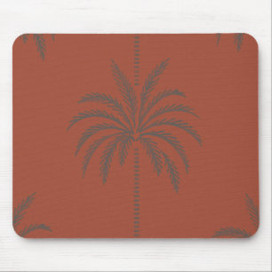 Minimal Tropical Palm Tree Pattern Terracotta  Mouse Pad