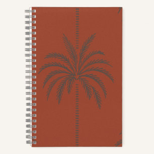 Minimal Tropical Palm Tree Pattern Terracotta  Notebook