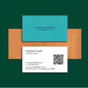 Minimal Turquoise Blue Tones Linen Burlap Fabric Business Card