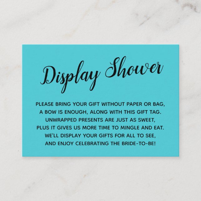 Minimal Turquoise No Wrap Bridal Shower Gift Card (Front)