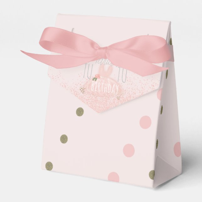 Minimal Tutu Girl's Birthday Turning Two Glitter  Favour Box (Front Side)