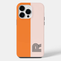 Minimal Two Colour Block Rose Pink Orange Monogram