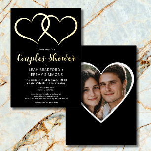 Minimal Two Hearts Black White Couple Shower Photo