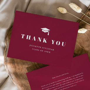 Minimal Type Cap and Tassel Graduation Thank You Card