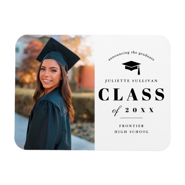 Minimal Type Photo Graduation Announcement Magnet (Horizontal)