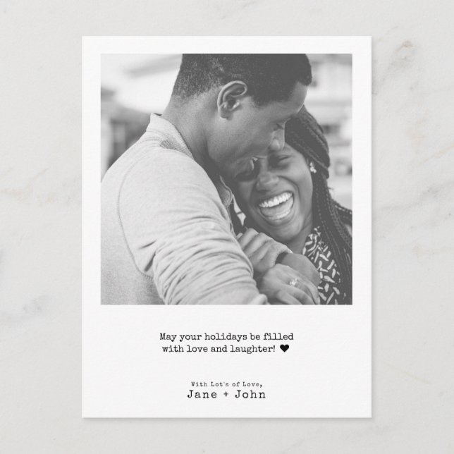 Minimal Typewriter Merry Christmas Photo   Holiday Postcard (Front)