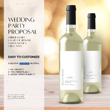 Minimal Typograph Bridesmaid Proposal Wine Label