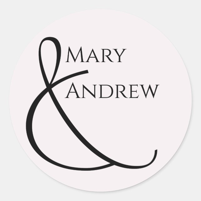 Minimal Typographic Fun Yet Formal Wedding Classic Round Sticker (Front)