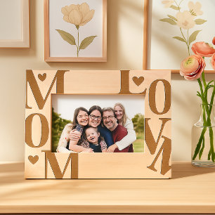 Minimal Typographic Mum Love Elegent   Etched Frames