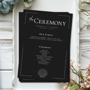 Minimal Typography Black & White Seashell Wedding Programme