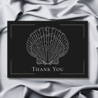 Minimal Typography Black & White Seashell Wedding