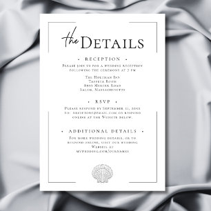 Minimal Typography Black & White Shell Wedding Enclosure Card