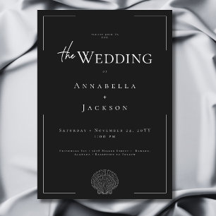 Minimal Typography Black & White Shell Wedding Invitation