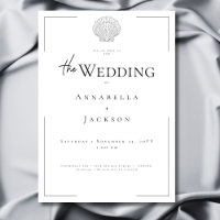 Minimal Typography Black & White Shell Wedding