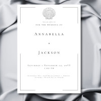 Minimal Typography Black & White Shell Wedding