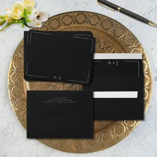 Minimal Typography Black & White Wedding Envelope