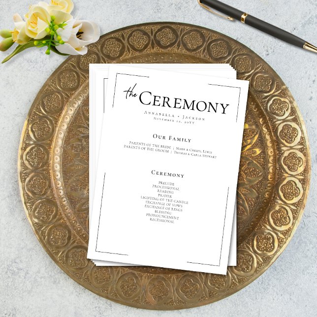 Minimal Typography Black & White Wedding Programme (Minimal Typography Black & White Wedding Program)