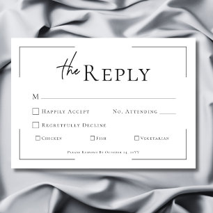 Minimal Typography Black & White Wedding RSVP Card
