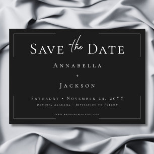 Minimal Typography Black & White Wedding Save The Date