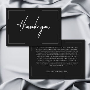 Minimal Typography Black & White Wedding Thank You Card