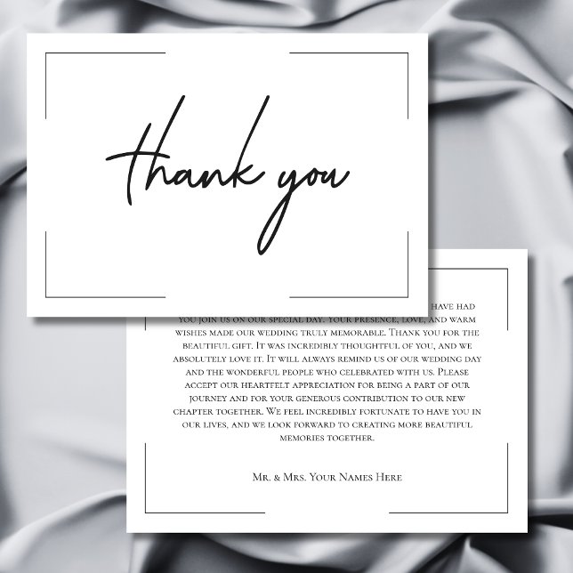 Minimal Typography Black & White Wedding Thank You Card (Minimal Typography Black & White Wedding Thank You Card)