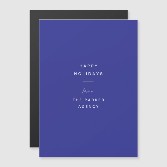 Minimal Typography | Blue Corporate Holiday Card (Front/Back)