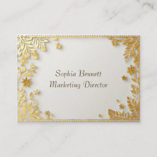 Minimal Typography Botanical Foliage Gold Gradient Business Card