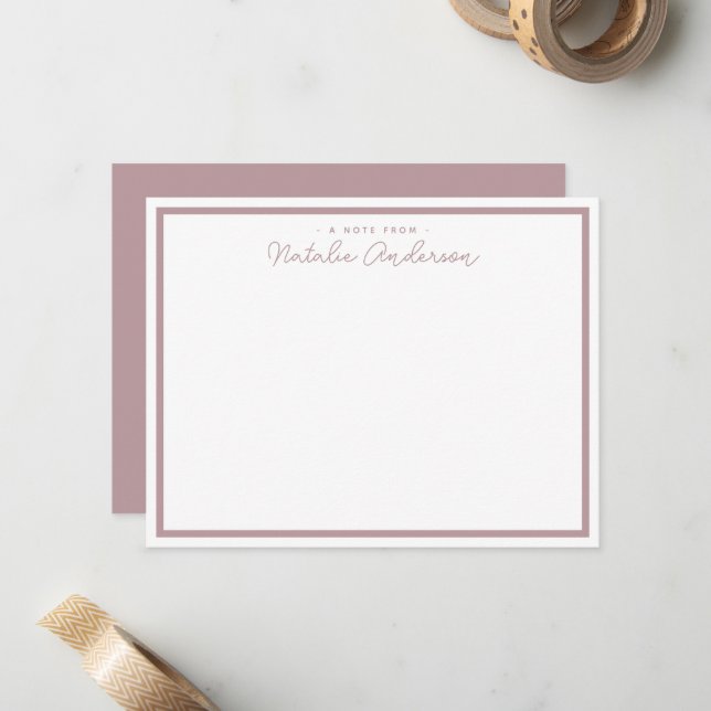 Minimal Typography Casual Script Pastel Rose Card (Front/Back In Situ)