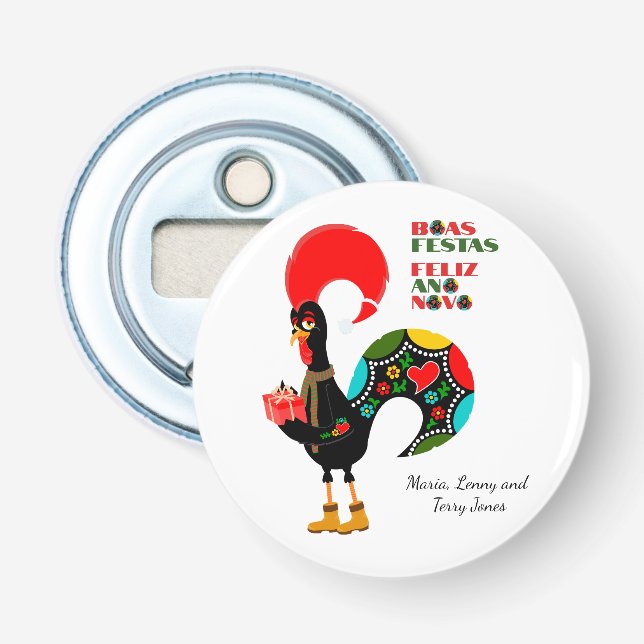 Minimal Typography Christmas Portuguese Greetings Bottle Opener (Front)