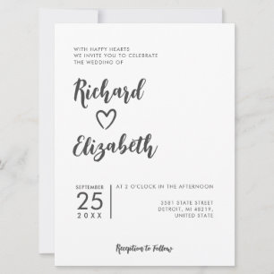 Minimal Typography Clean Modern Wedding Invitation