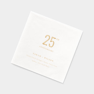 Minimal Typography Custom Wedding Anniversary Foil Napkins