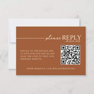 Minimal Typography Earth Tone Terracotta QR RSVP Card