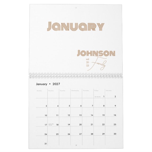 Minimal Typography Family Name Calendar (Jan 2027)