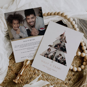 Minimal Typography Foil What A Year Christmas Tree