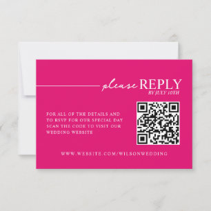 Minimal Typography Hot Pink QR RSVP Card