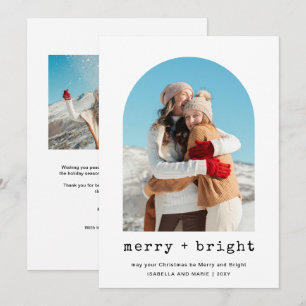 Minimal Typography Merry Bright Christmas Holiday Card