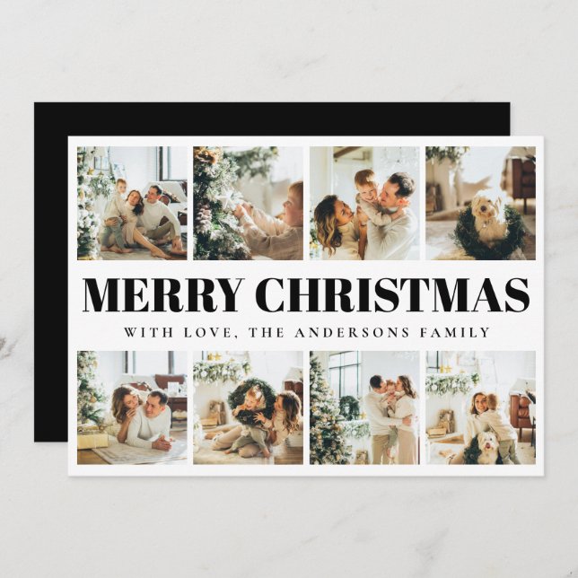 Minimal Typography Merry Christmas Holiday  Card (Front/Back)