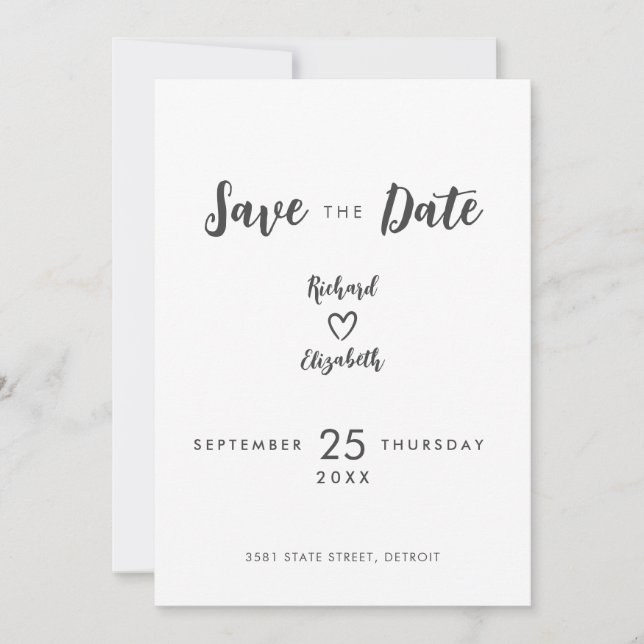 Minimal Typography Modern Wedding Save the Date (Front)