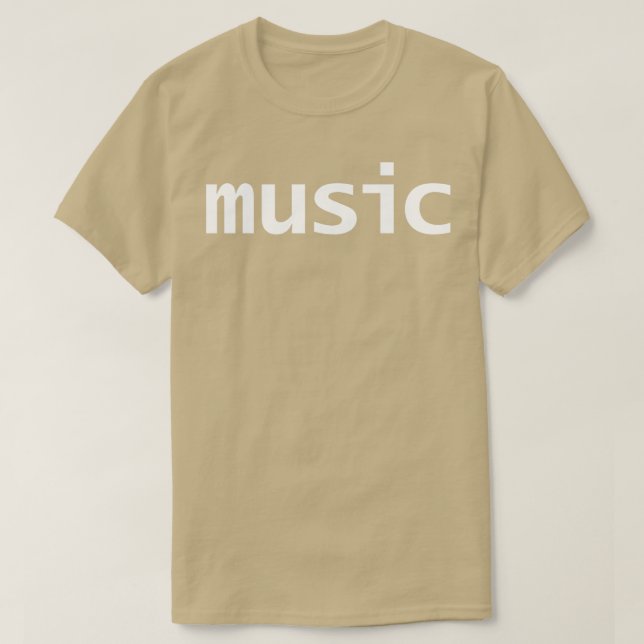 Minimal Typography Music White Text T-Shirt (Design Front)