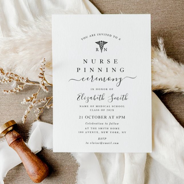 minimal typography nurse pinning ceremony invitation (Creator Uploaded)