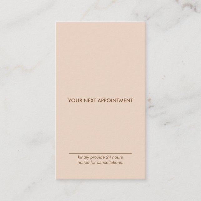 Minimal Typography Peach Vertical Appointment Card (Front)