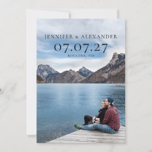 Minimal Typography Photo Overlay Save the Date